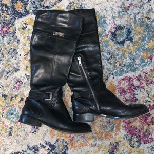 Black leather Coach women’s boots